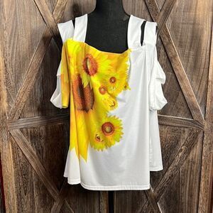 Cold shoulder plus size blouse top